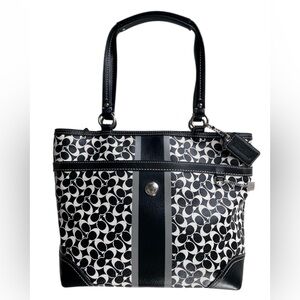 Coach Chelsea Black & White Heritage Stripe Tote F15137